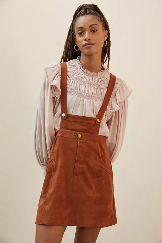 Anthropologie Brown Faux Suede Jumper - 10