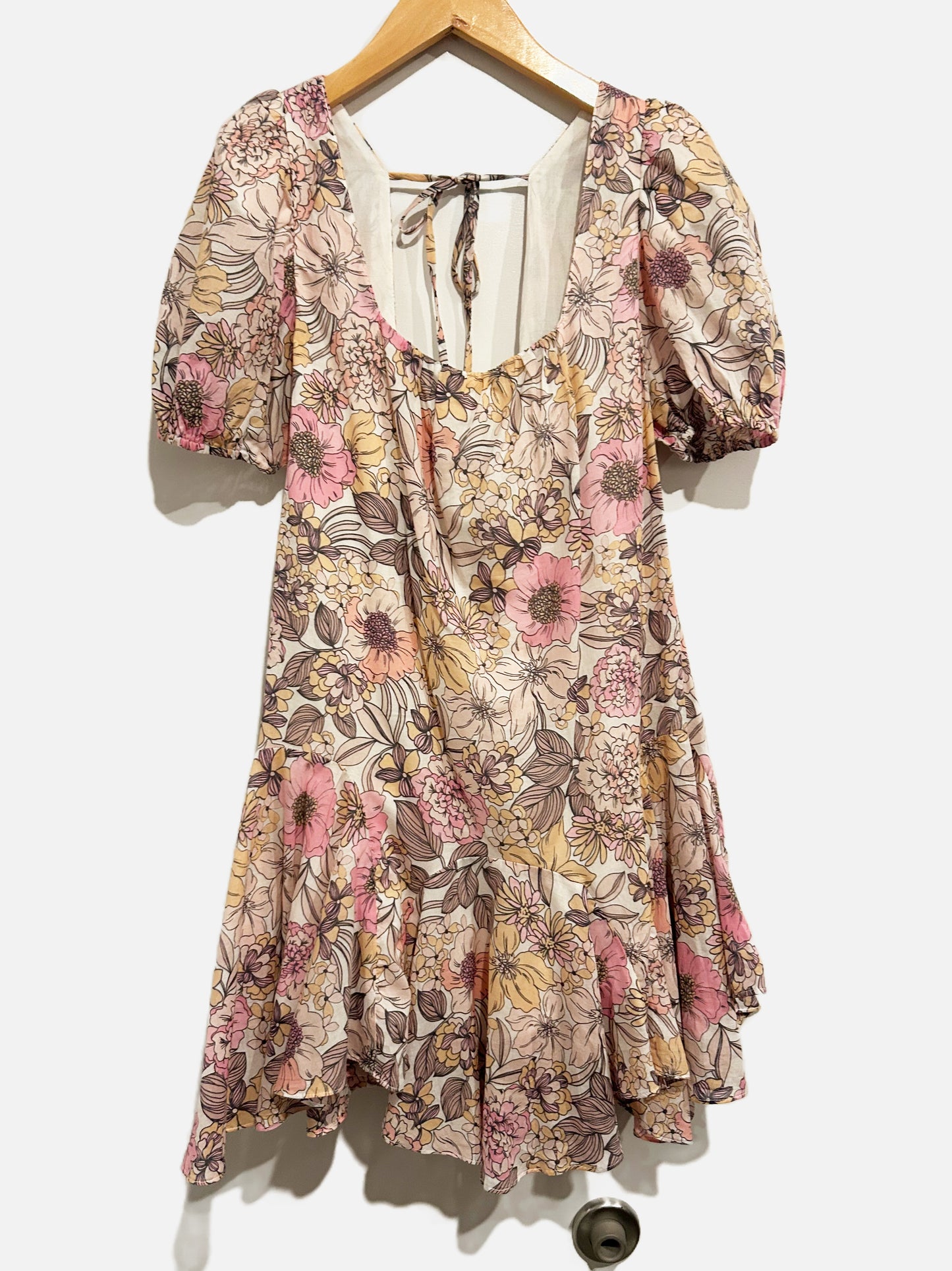 Vici Pink Floral Puff Sleeve Mini Dress - XS