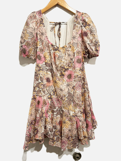Vici Pink Floral Puff Sleeve Mini Dress - XS
