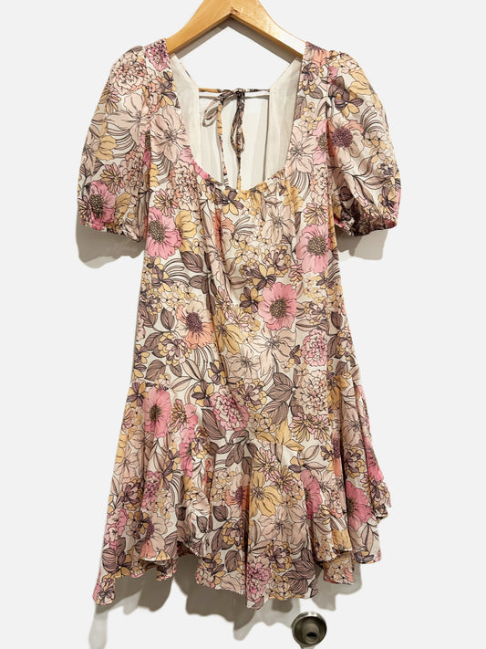 Vici Pink Floral Puff Sleeve Mini Dress - XS