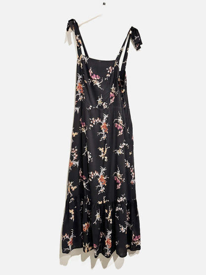 Paige Black Floral Midi Dress - Medium