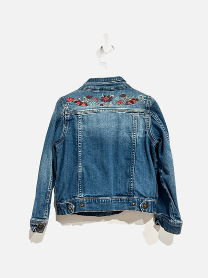 Garnet Hill Kids Floral Embroidered Denim Jacket - Medium