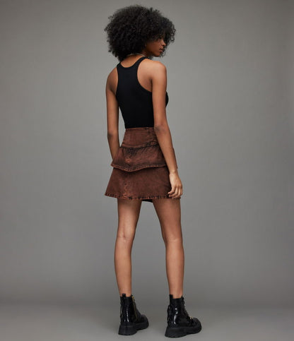 All Saints Andy Denim Skirt in Acid Brown - 2