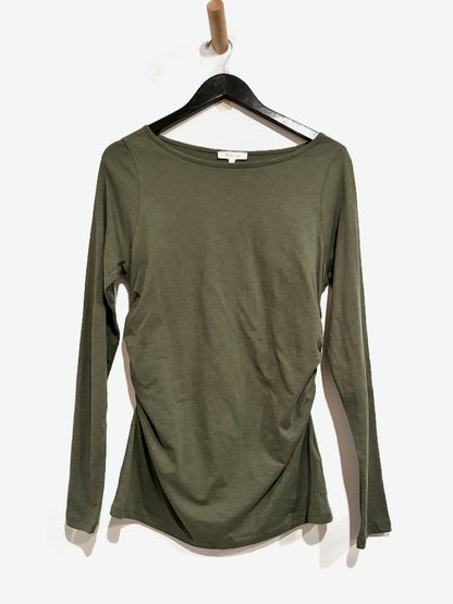 NWT Madewell Ruched Crewneck Long-Sleeve Tee in Smoky Laurel - Medium