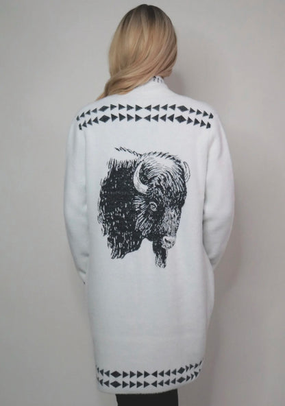 Venario White Eyelash Buffalo Cardigan - Medium