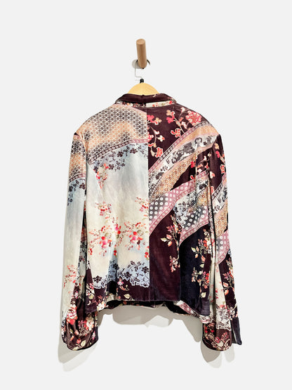 Boho Chic Velvet Print Jacket - 14