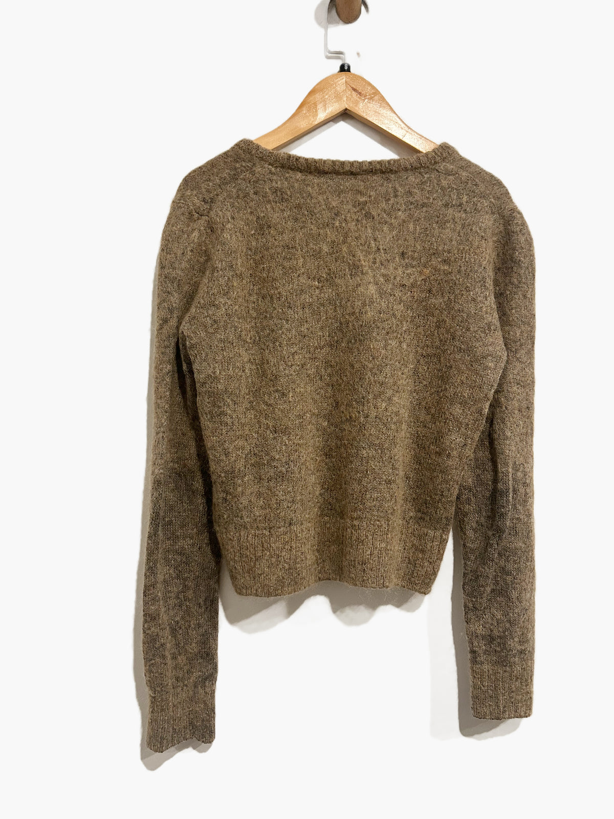 Kids Mohair Brown Crewneck Sweater - Small