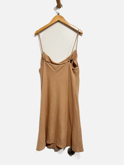 Polly Tan Linen Blend Mini Dress - 8