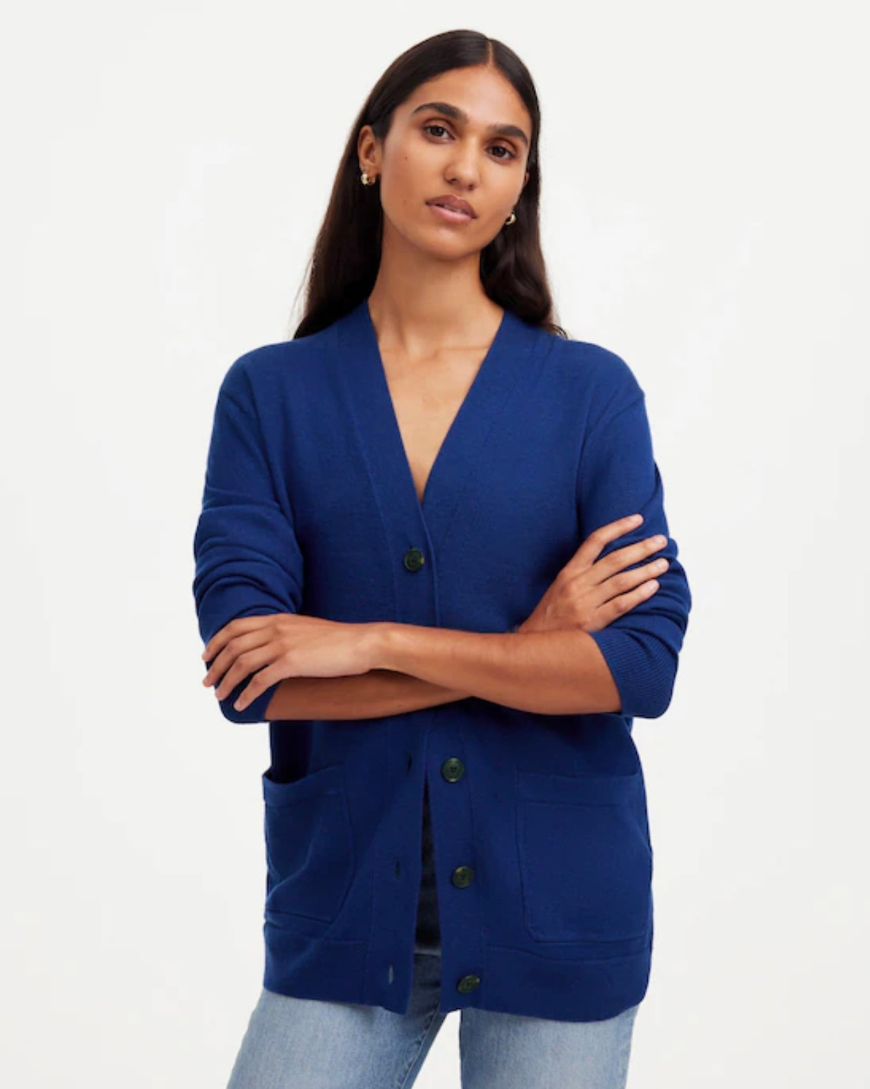 Madewell Blue Merino Wool Boyfriend Cardigan - Small