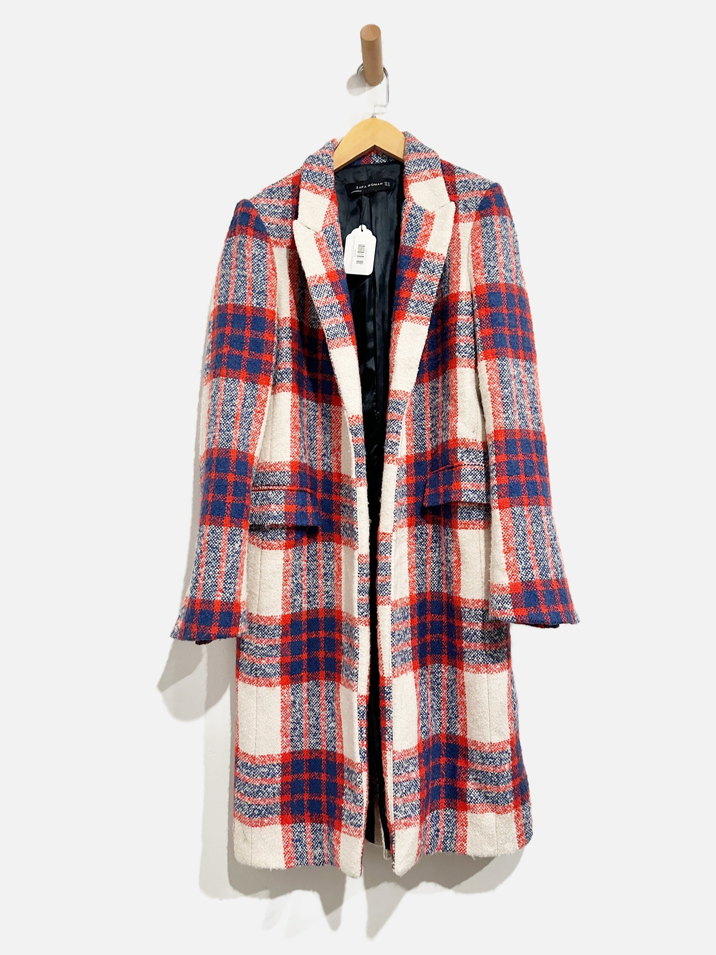 Zara Red and Blue Cream Wool Jacket - XS