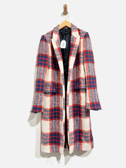 Zara Red and Blue Cream Wool Jacket - XS