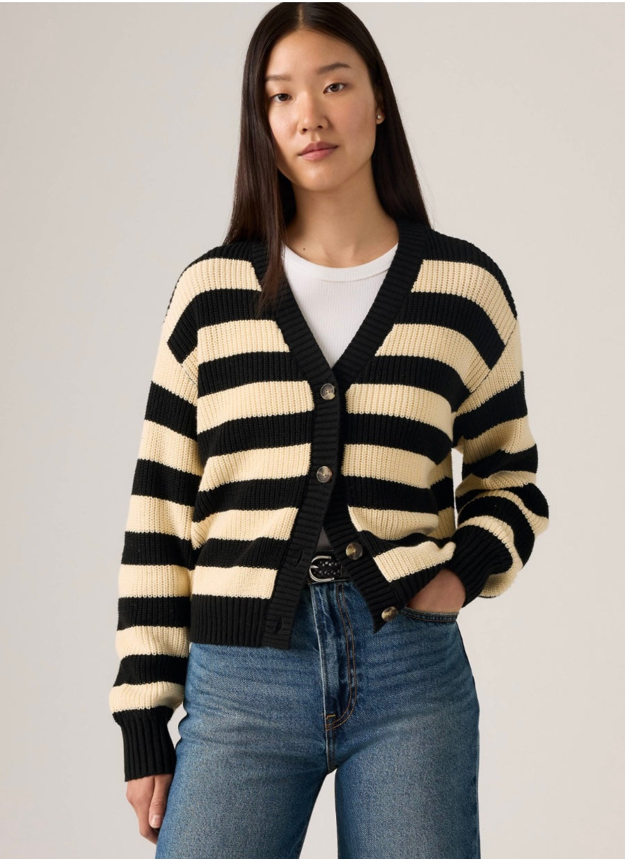 Levis Striped Button Down Cardigan - Small