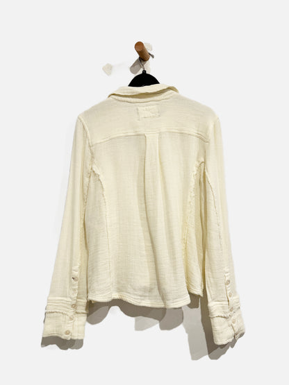 Free People Butter Yellow Button Down Blouse - Large