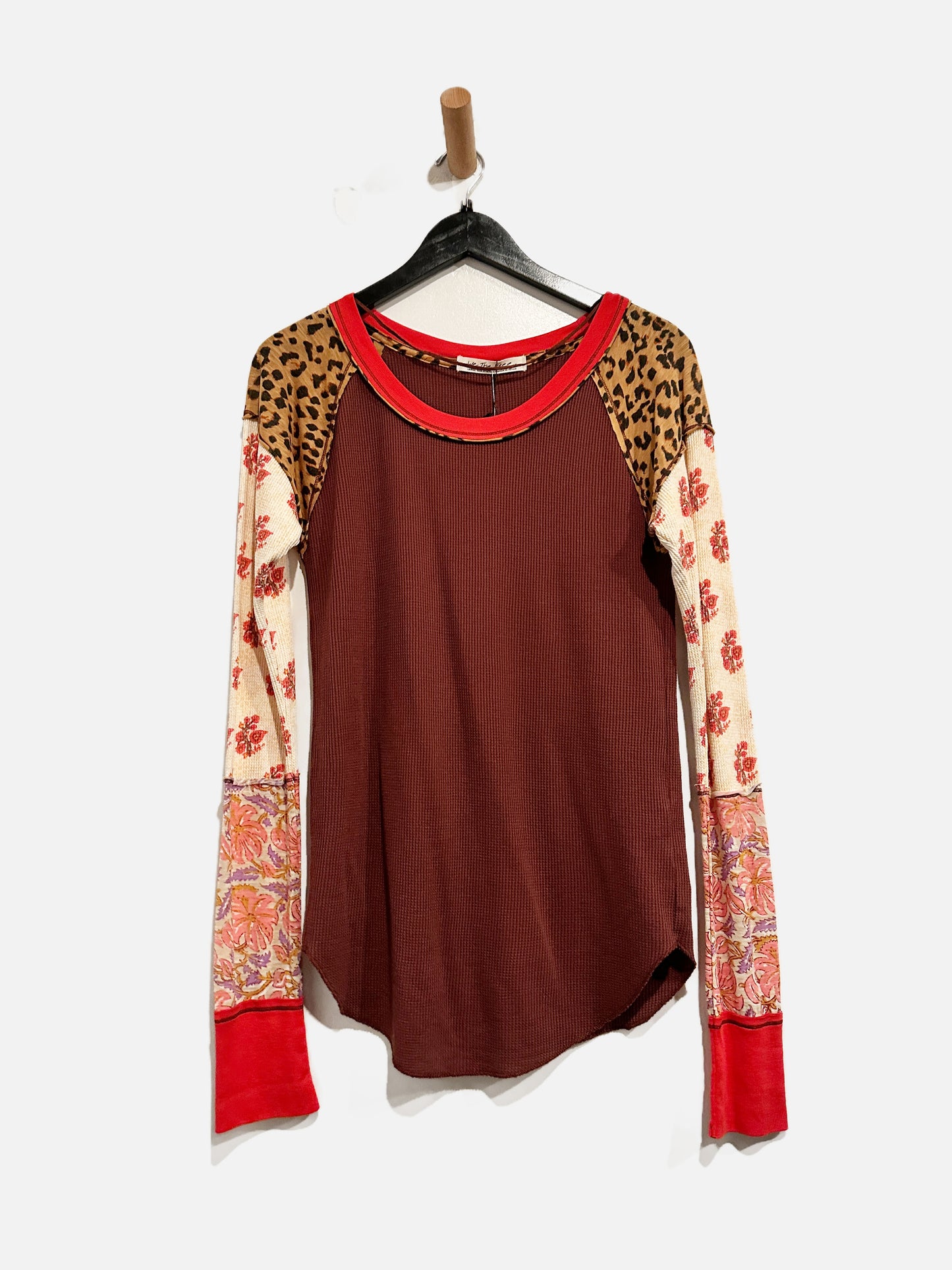 Free People NWT Bright Side Burgundy Waffle Knit Top - Large