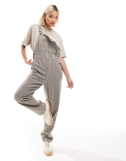 Dickies Hickory Stripe Bib Overalls - XS