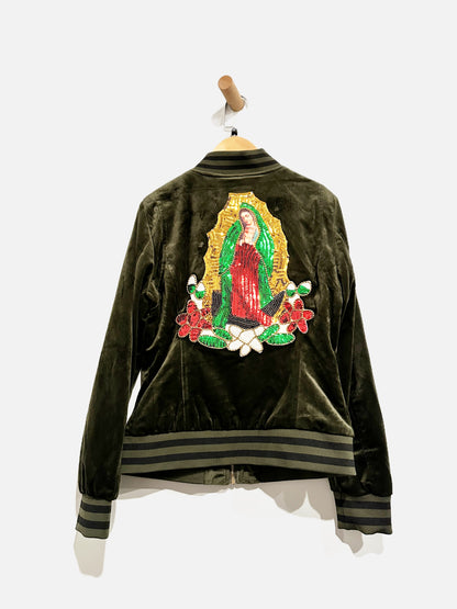 Rodeo Quincy Green Velvet Sequin Bomber - Medium