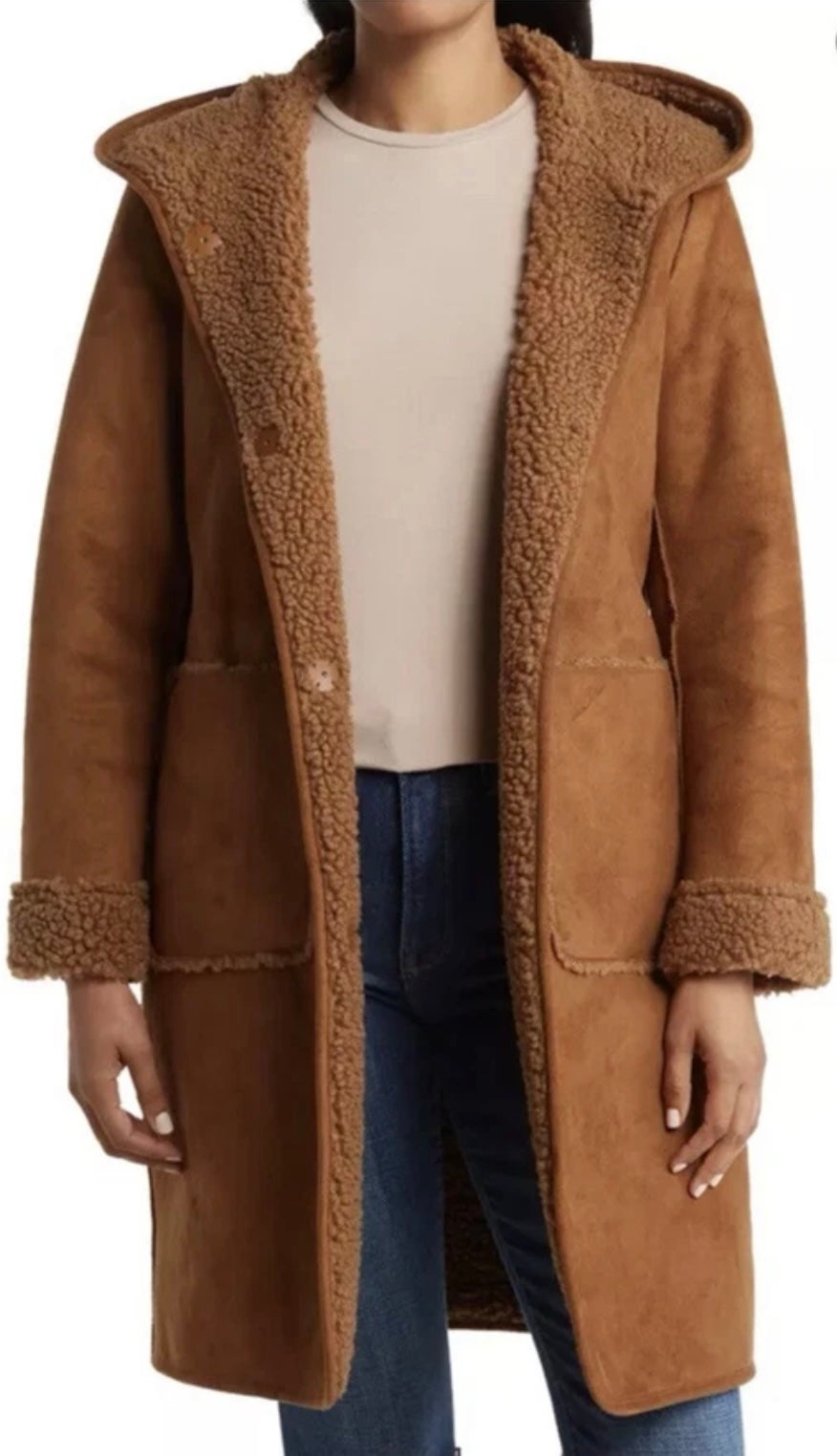 Michael Michael Kors Brown Shearling Coat - XL