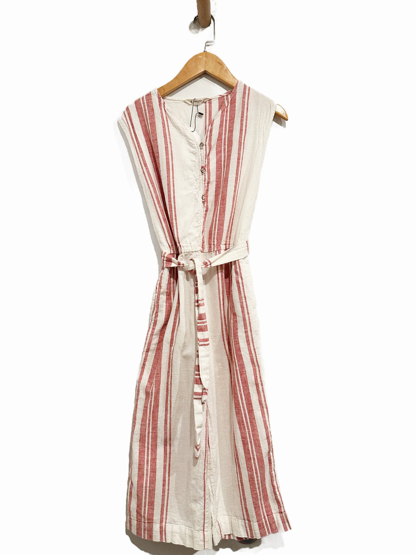 Mango Kids Red Stripe Linen Jumpsuit - 9/10