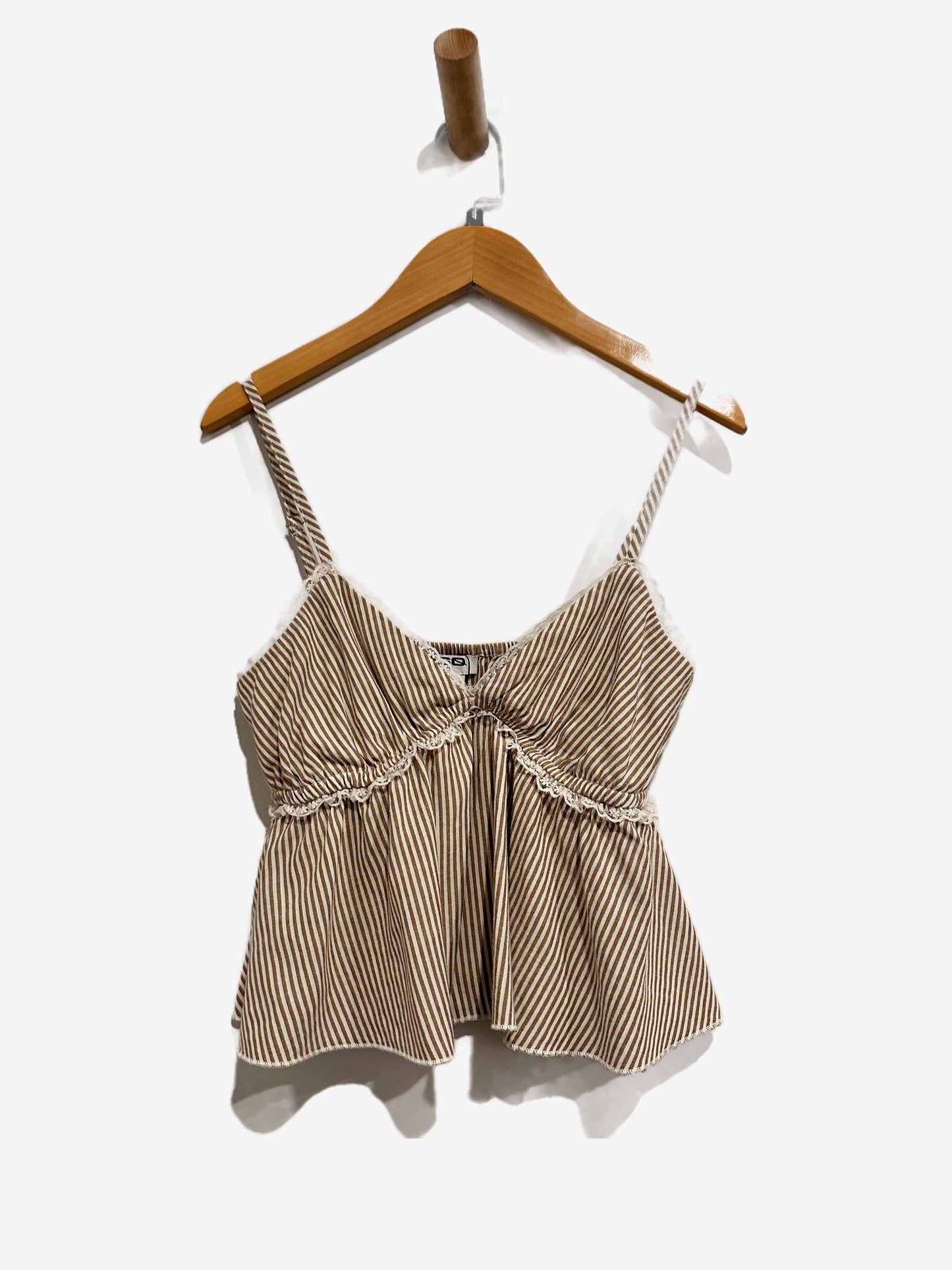 RSQ Brown Striped Babydoll Tank - Small
