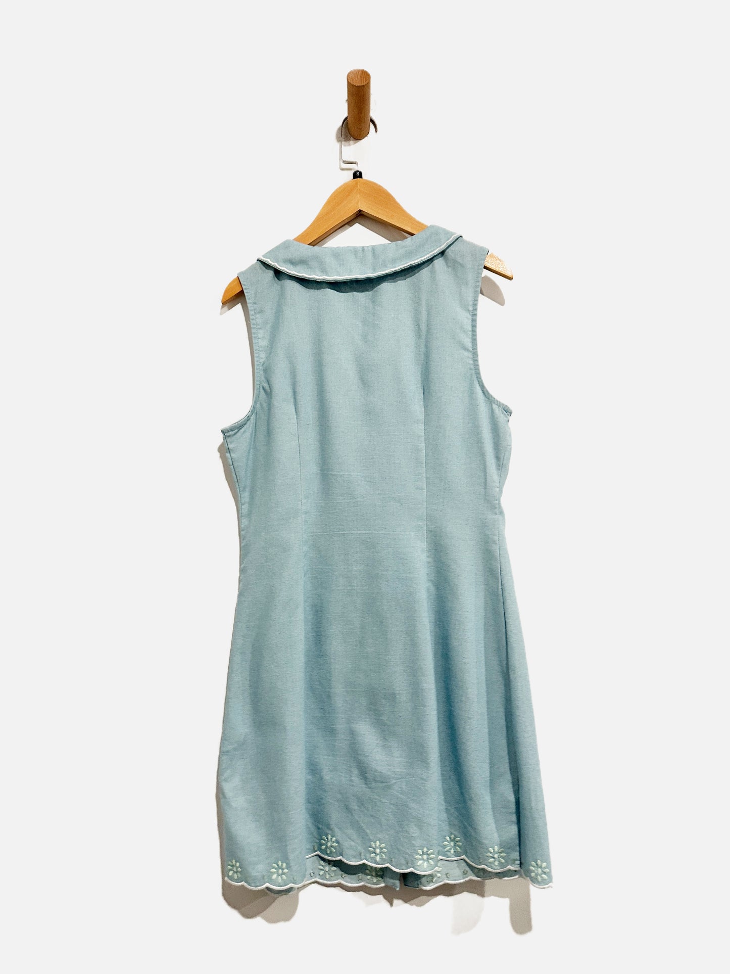 Storia Blue Embroidered Button Down Dress - Small