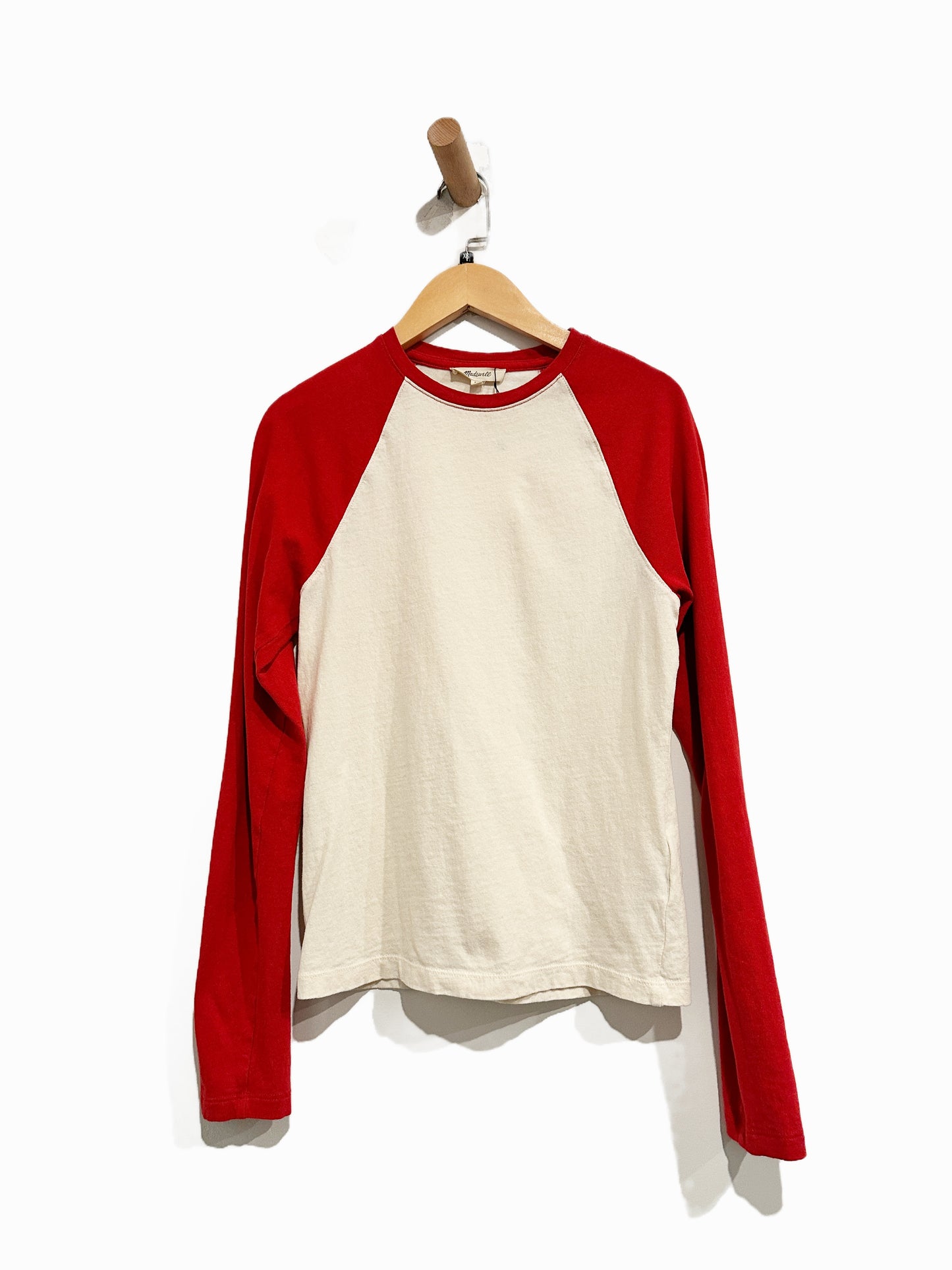 Madewell Baseball Long-Sleeve Tee in Vintage Jersey Crimson And Antique White - XS