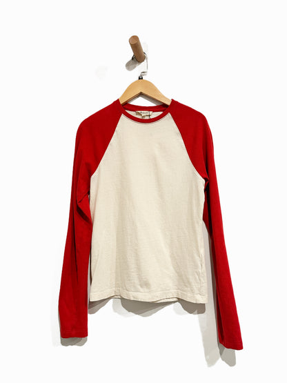 Madewell Baseball Long-Sleeve Tee in Vintage Jersey Crimson And Antique White - XS