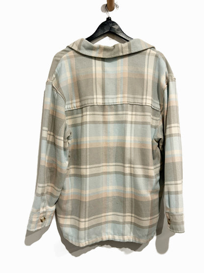 American Eagle Oversize Plaid Shirt Jacket in Blue - Large