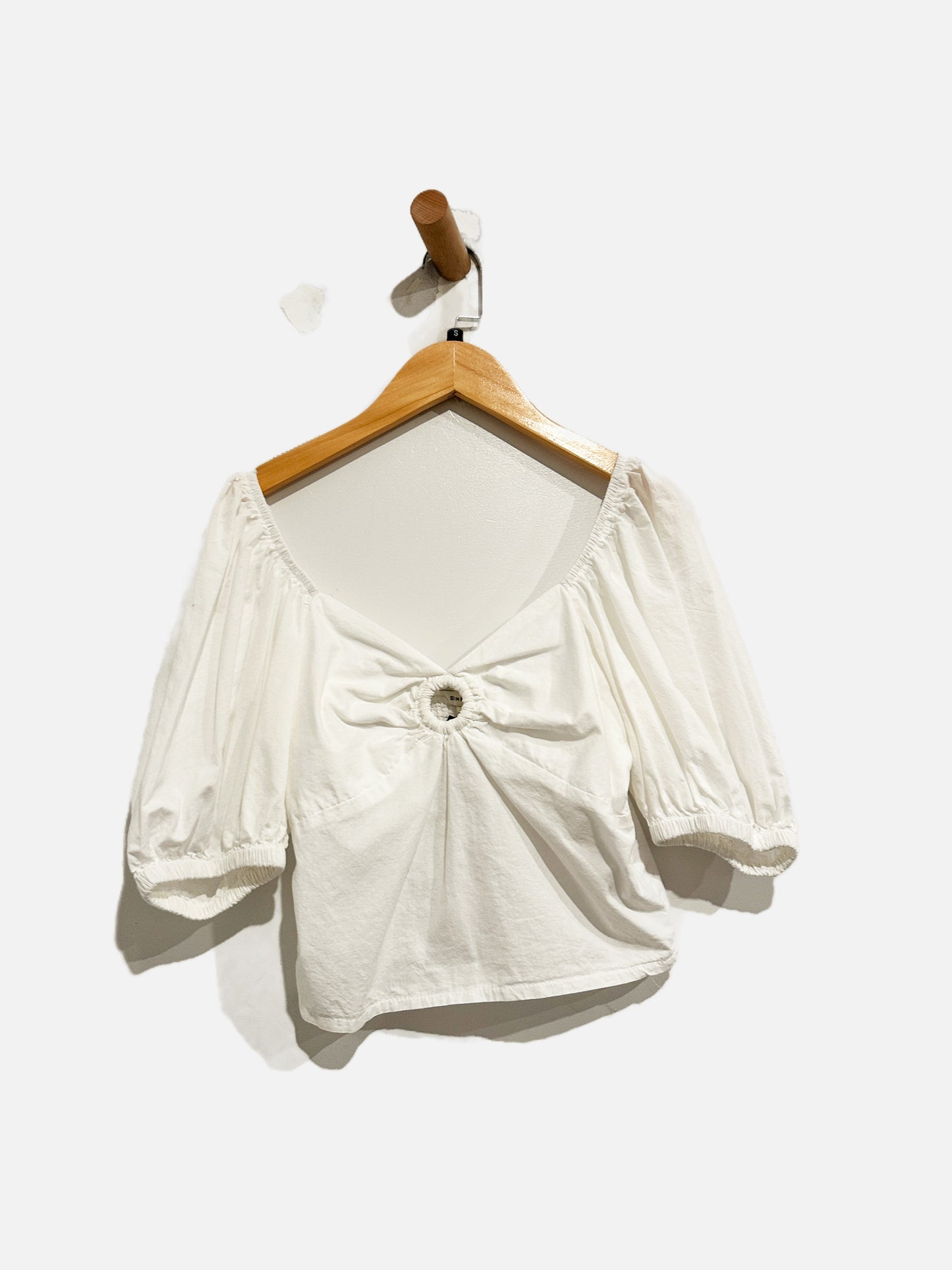 Sim & Sam White Poplin Keyhole Top - Small