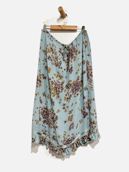 Vintage Y2K Cute Options Baby Blue Floral Midi Skirt - Small