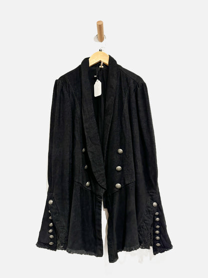 Free People Throwback Black Corduroy Military Jacket - Medium