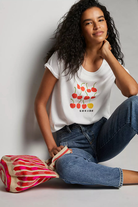 Anthropologie Maeve Cherry Tee - XS