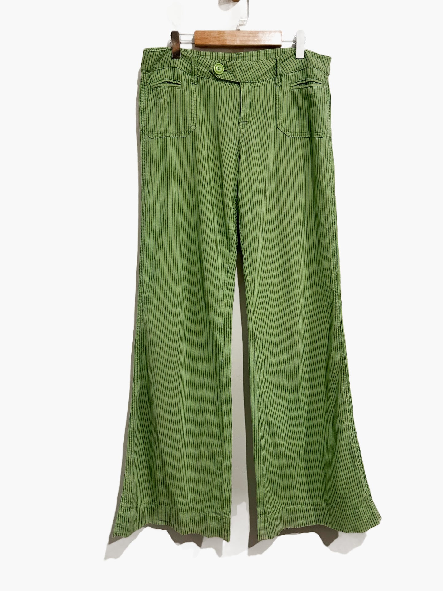 Delia’s Y2K Green Stripe Linen Blend Pants - 6