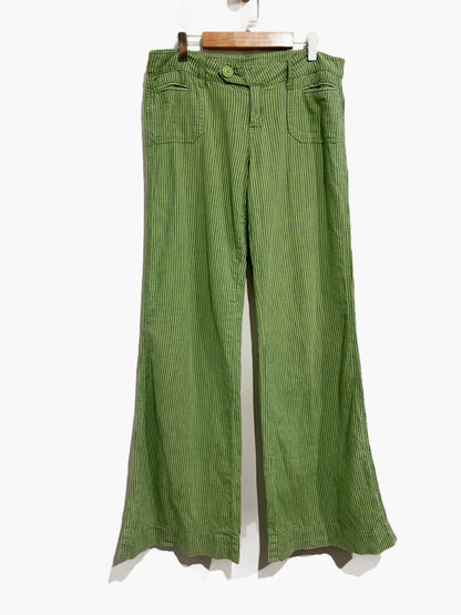 Delia’s Y2K Green Stripe Linen Blend Pants - 6
