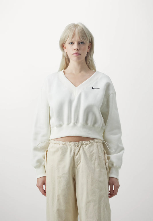 Nike White V-Neck Crop Sweater - Small