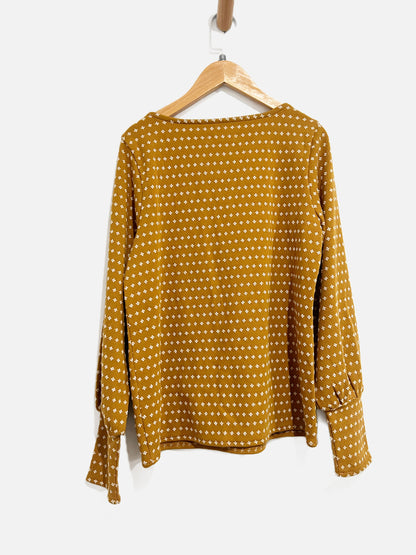 Madewell Yellow Floral Jacquard Square Neck Top - Small