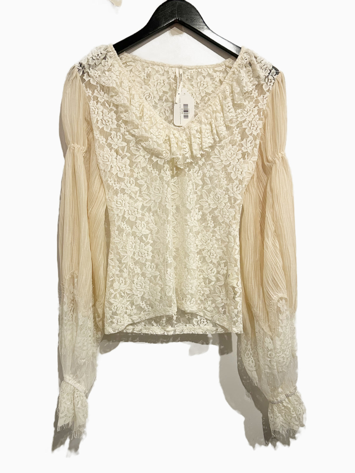Anthropologie Wide-Sleeve Sheer Lace Top in Ivory - Medium