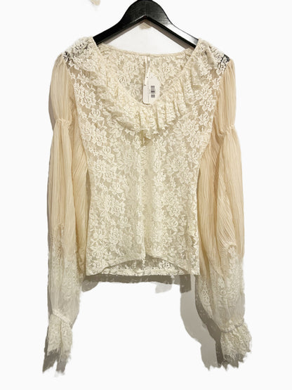 Anthropologie Wide-Sleeve Sheer Lace Top in Ivory - Medium