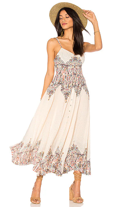Free People Be My Baby Maxi Dress in Ivory Combo - Medium