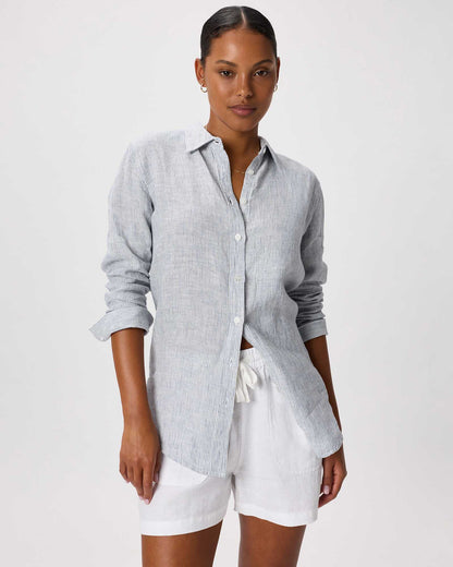 Quince Blue and White Pinstripe Button Down - Small