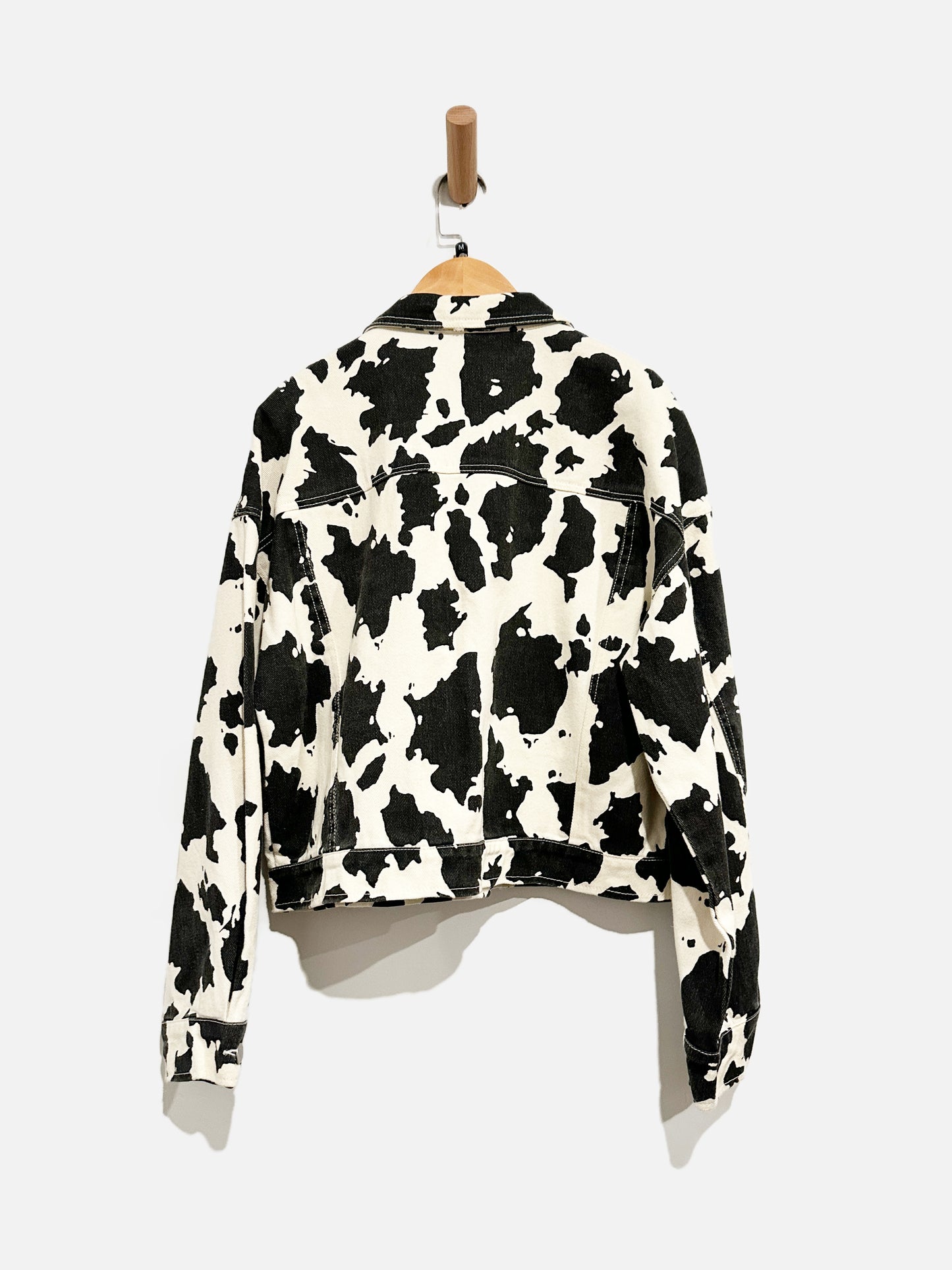 Le Lis Cow Print Denim Jacket - Medium