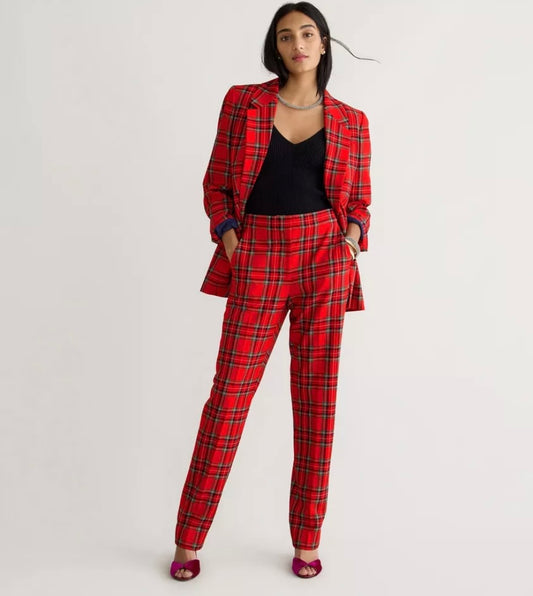 J.Crew Wool Blend Kate Red Plaid Pants - 2