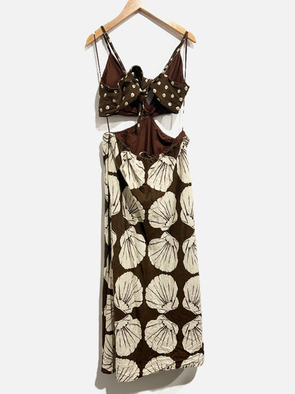 Abercrombie & Fitch Julia Slip Cutout Maxi Dress in Brown Print - Large