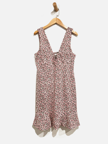 Zara Pink Floral V-Neck Mini Dress - Small