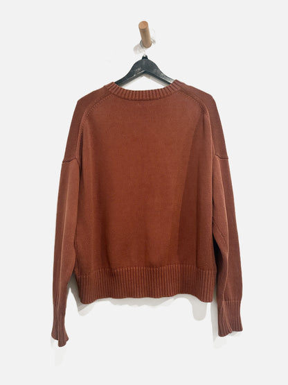 Quince Boyfriend Crew Sweater in Redwood Brown - Medium