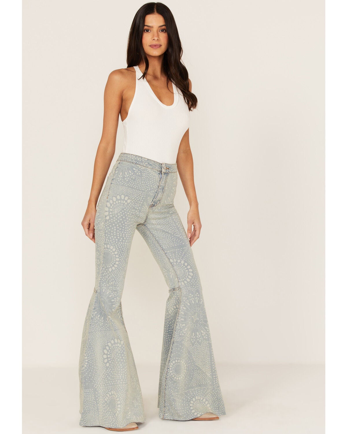 Free People Just Float On Geo Printed Flare Jeans - 26
