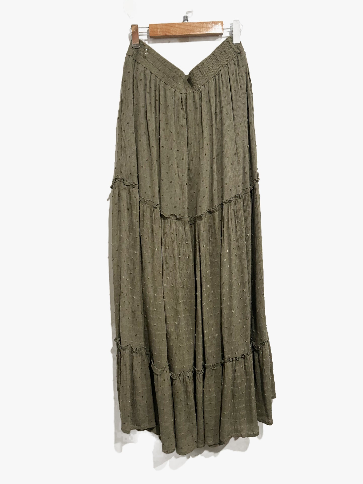 Bohme Green Swiss Dot Maxi Skirt and Top Set - Large