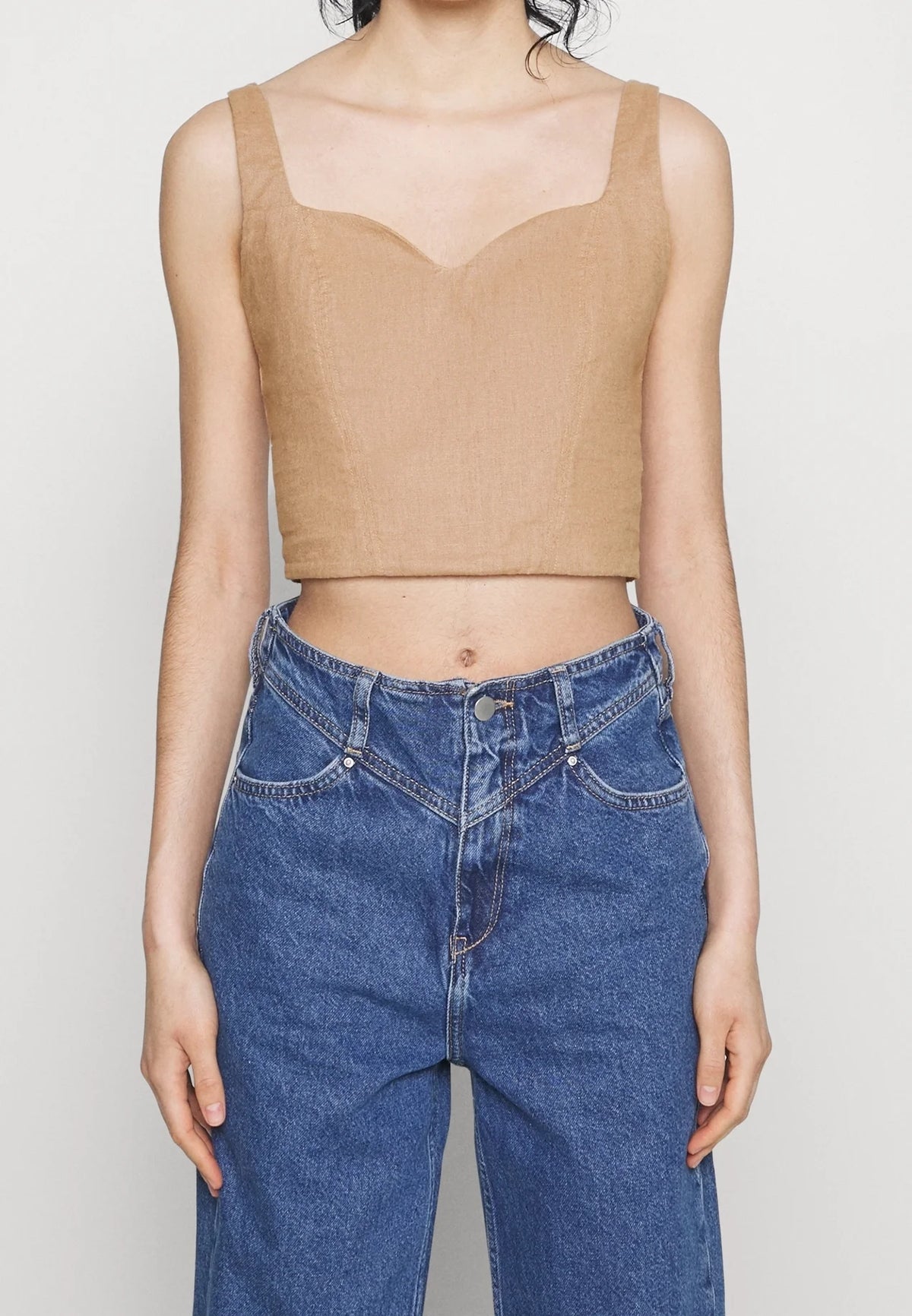 Abercrombie & Fitch Brown Linen Crop Tank - Small