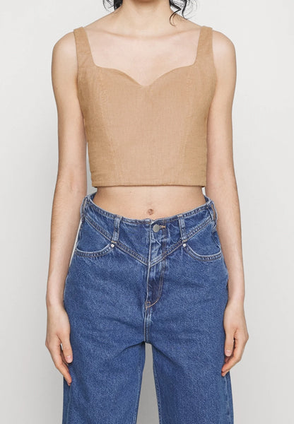 Abercrombie & Fitch Brown Linen Crop Tank - Small
