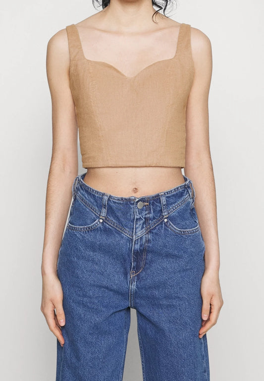 Abercrombie & Fitch Brown Linen Crop Tank - Small