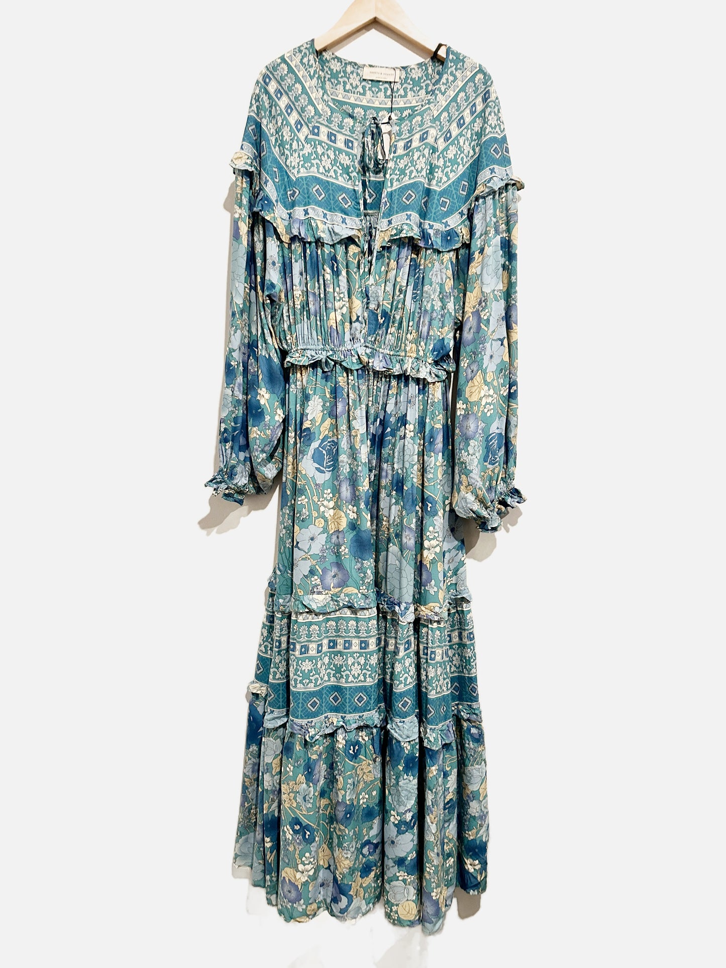 Saints & Hearts Blue Floral Maxi Dress - Medium